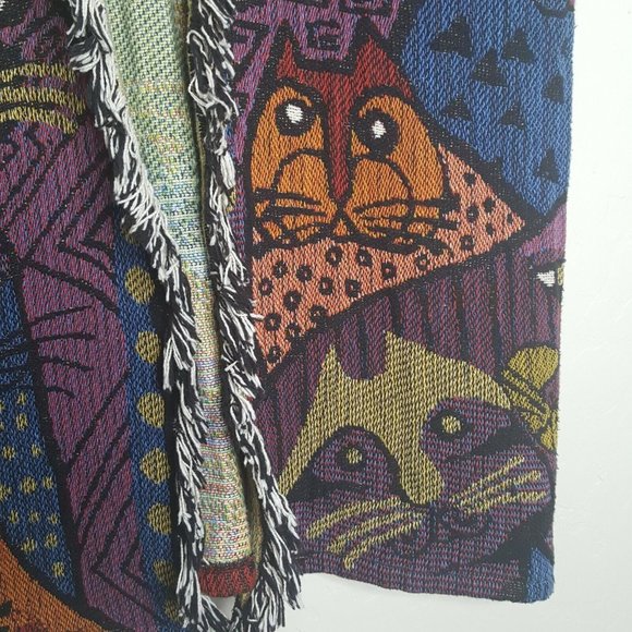 Vintage Nita Originals Cat Print Maxi Vest Sweater Bohemian Hippie Art LG- XLg - Picture 7 of 9